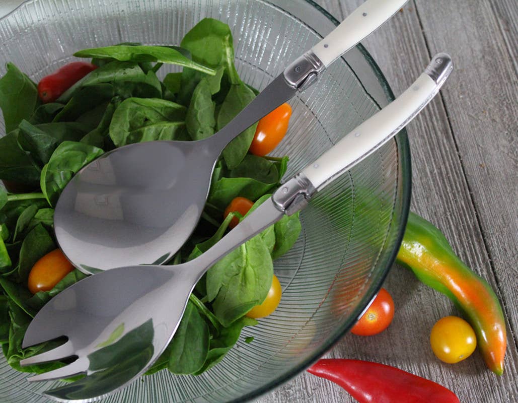 Laguiole Connoisseur Salad Servers – Faux Ivory