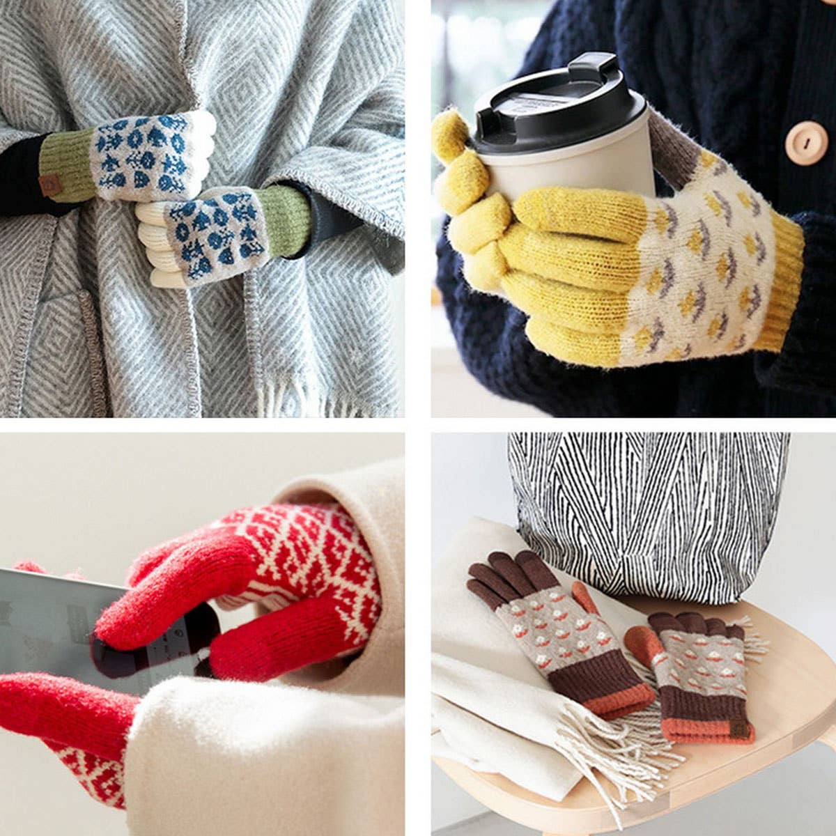 Green Knit Gloves –(OS)