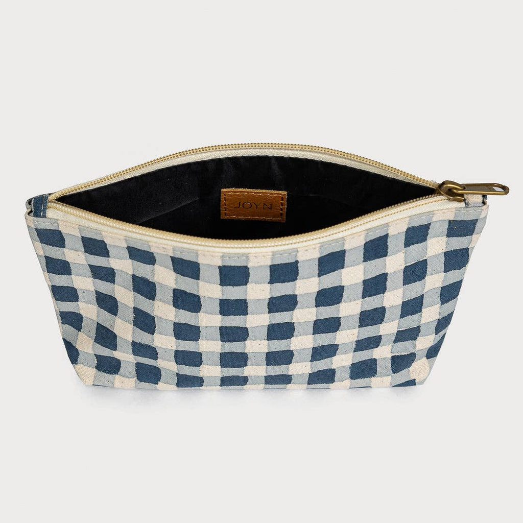 Indigo Gingham Large Waterproof Pouch