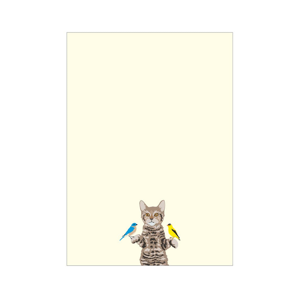 Tiger Cat with Birds Notepad — 4.75 x 6.5 inch