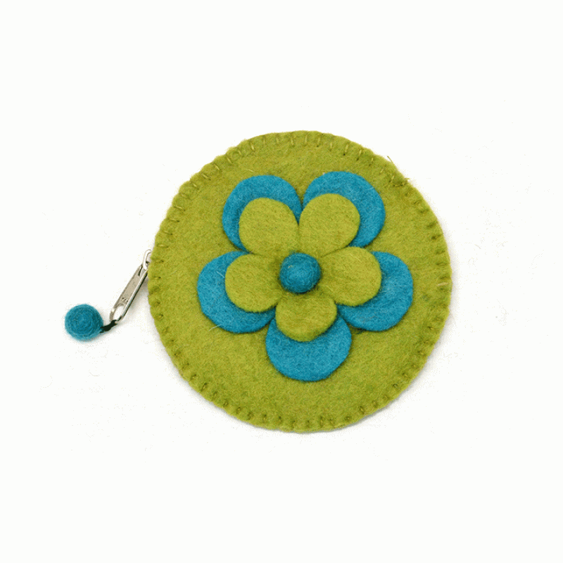 Red Two Layer Flower Round Coin Purse