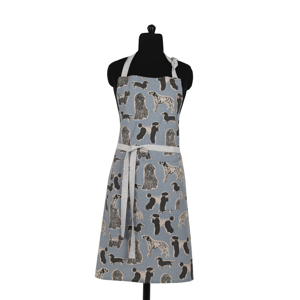 Apron Dog Print Standard Tie style-Blue Haze