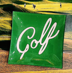 Ben's Garden - Golf Script Decoupage Glass Tray: 6"X 6"