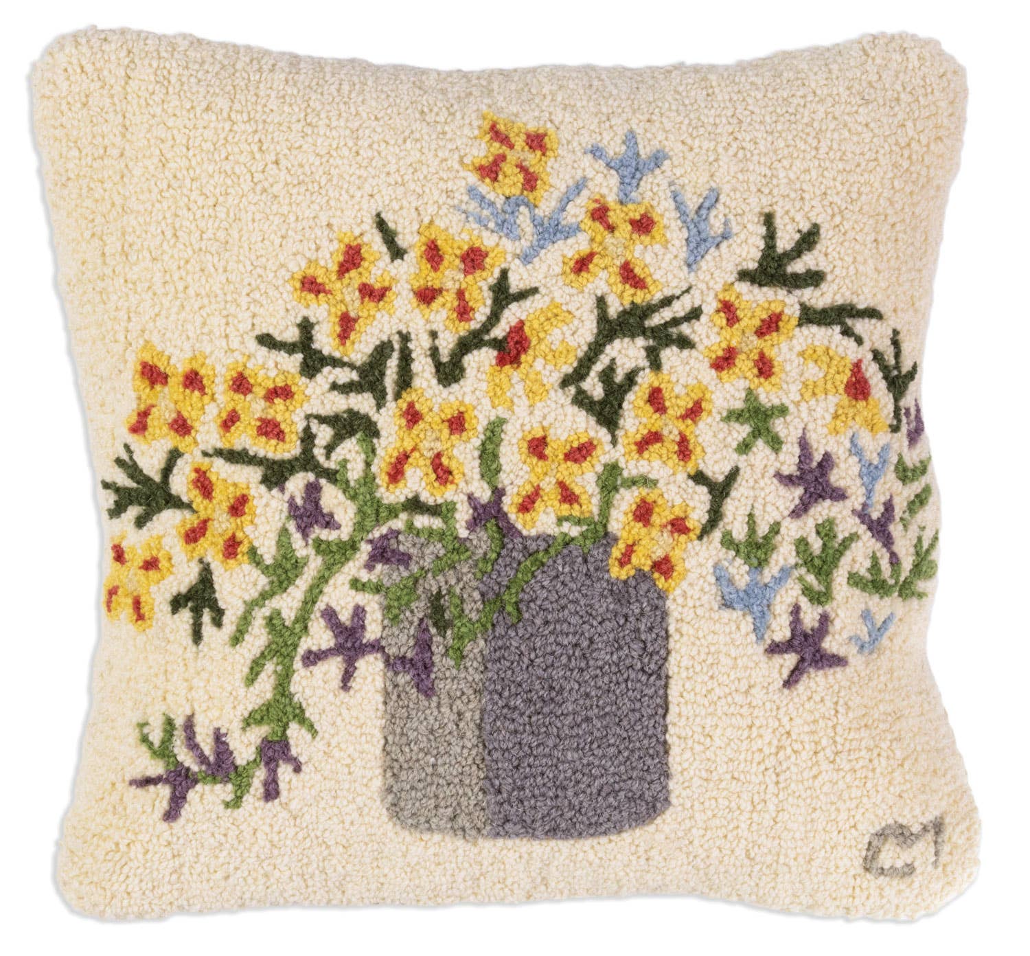 Stone Crock Flowers 18x18 flower pillow