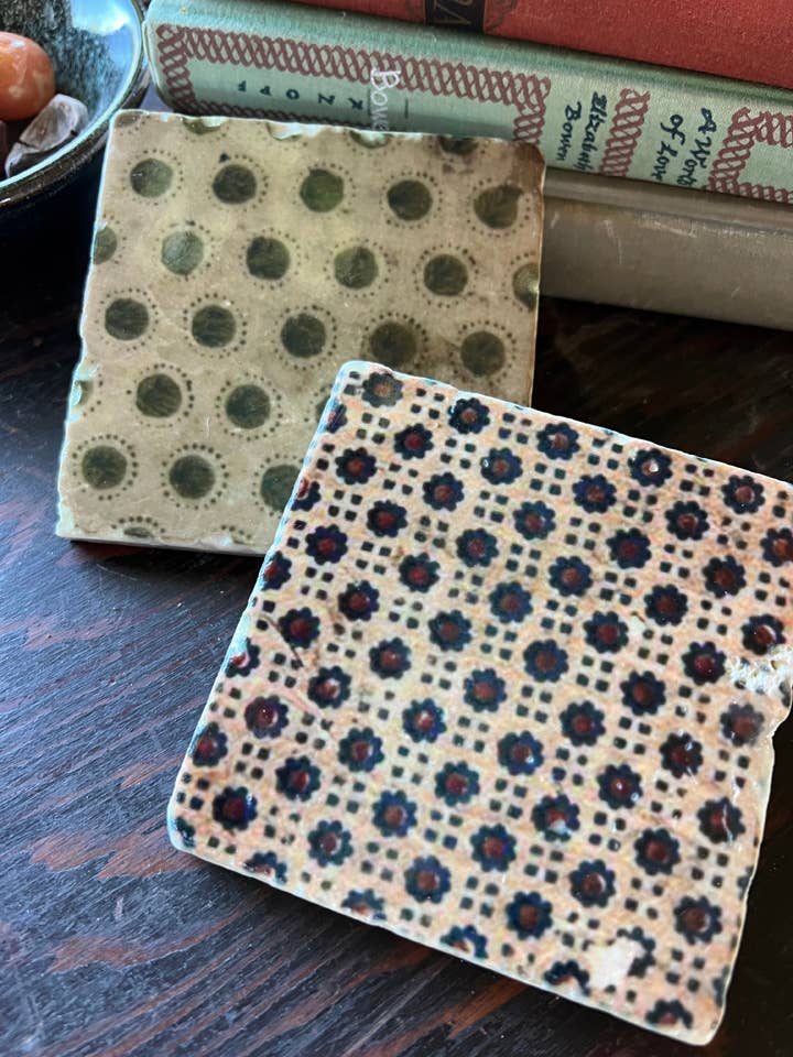 Sepia Antique Book Cover Stone Coaster | Single