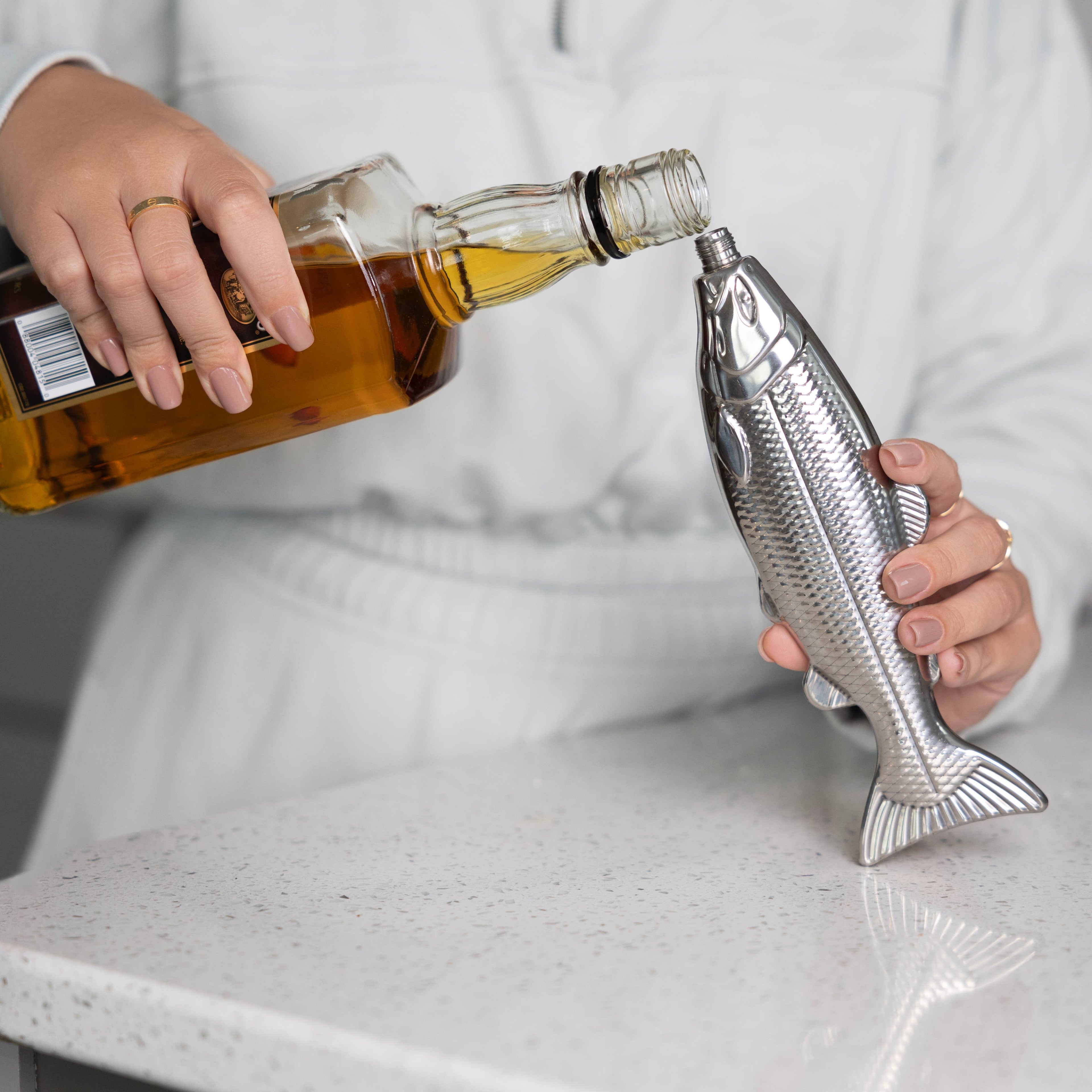 Stainless Steel Fish Travel Flask, 4 Ounce Capacity