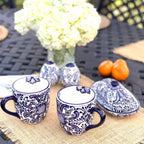Pottery Salt & Pepper Shakers, Bl Flower