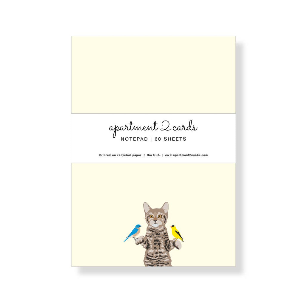 Tiger Cat with Birds Notepad — 4.75 x 6.5 inch