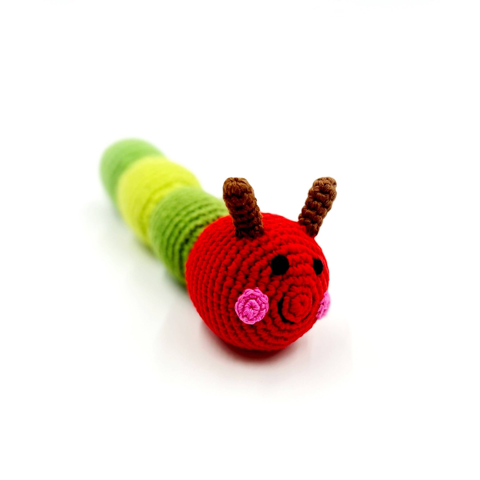 Caterpillar Rattle – Handmade Organic Cotton Baby Toy
