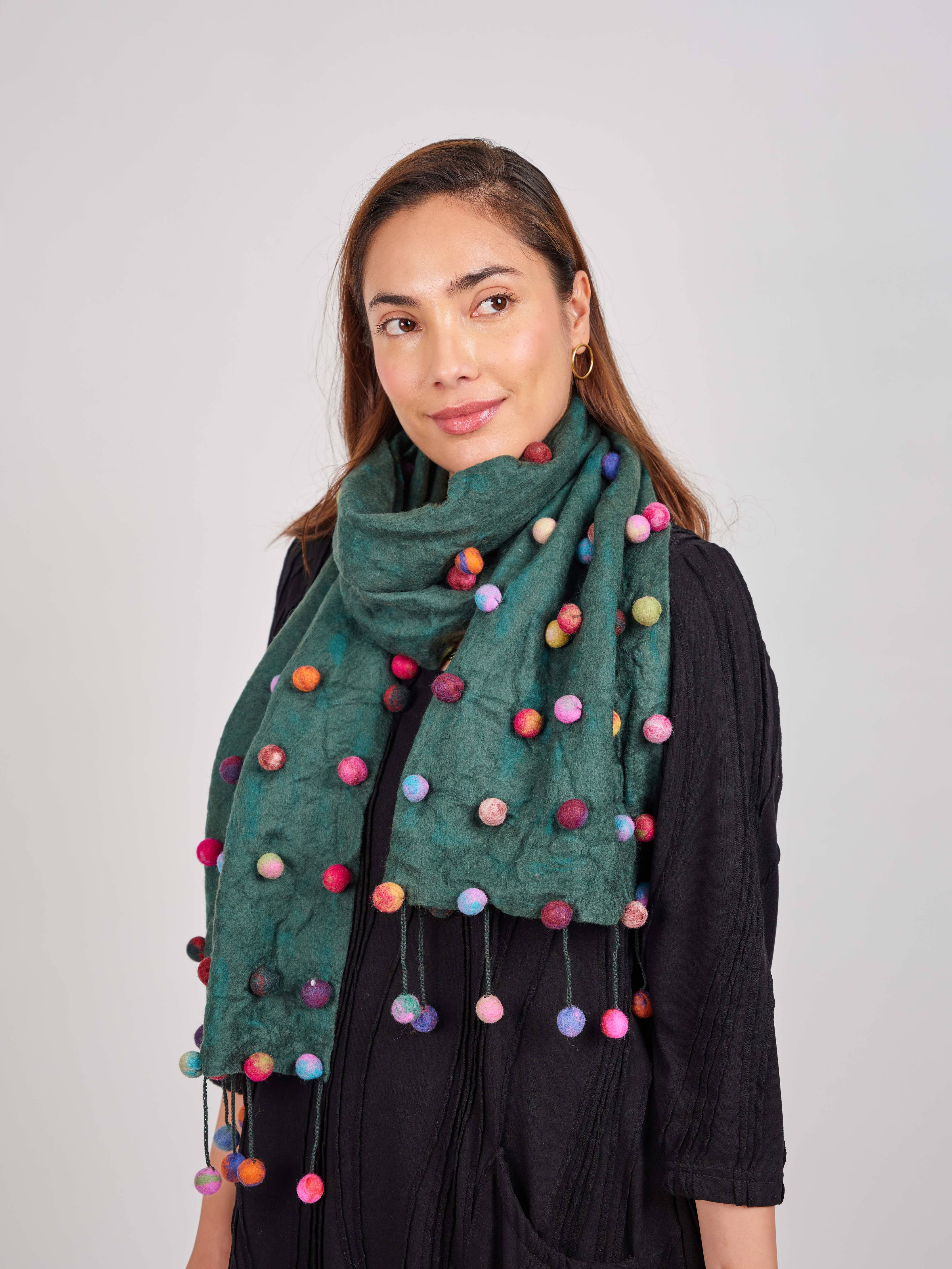Sugar dot Wool/Silk Scarf. SF312 : White
