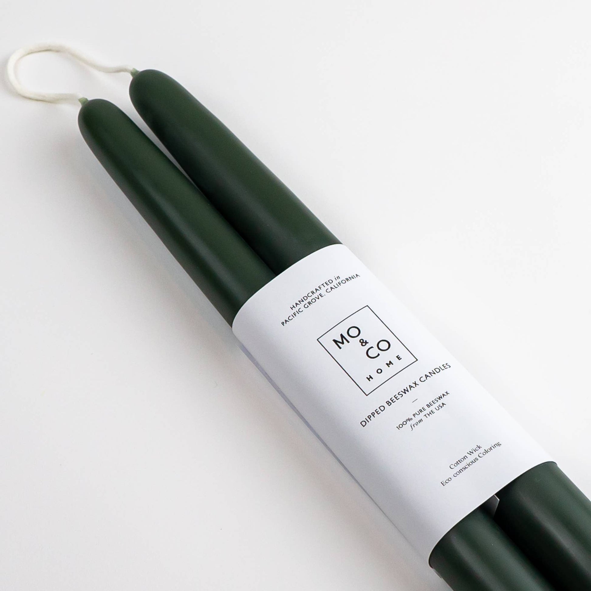 Forest Green | Dipped Beeswax Taper Candles – 14” | Pair