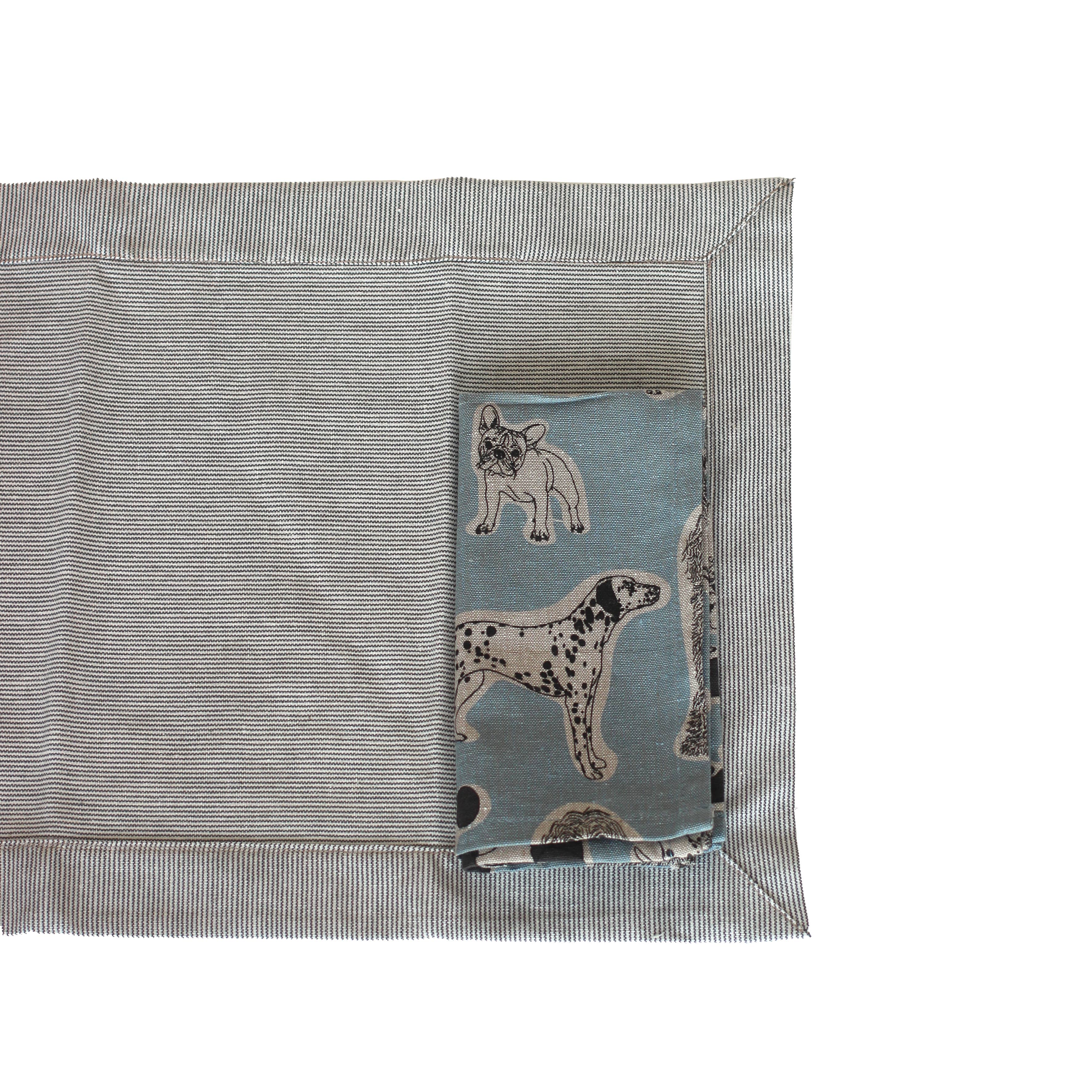 Napkins Set of 4 - Dog Print - Blue Haze
