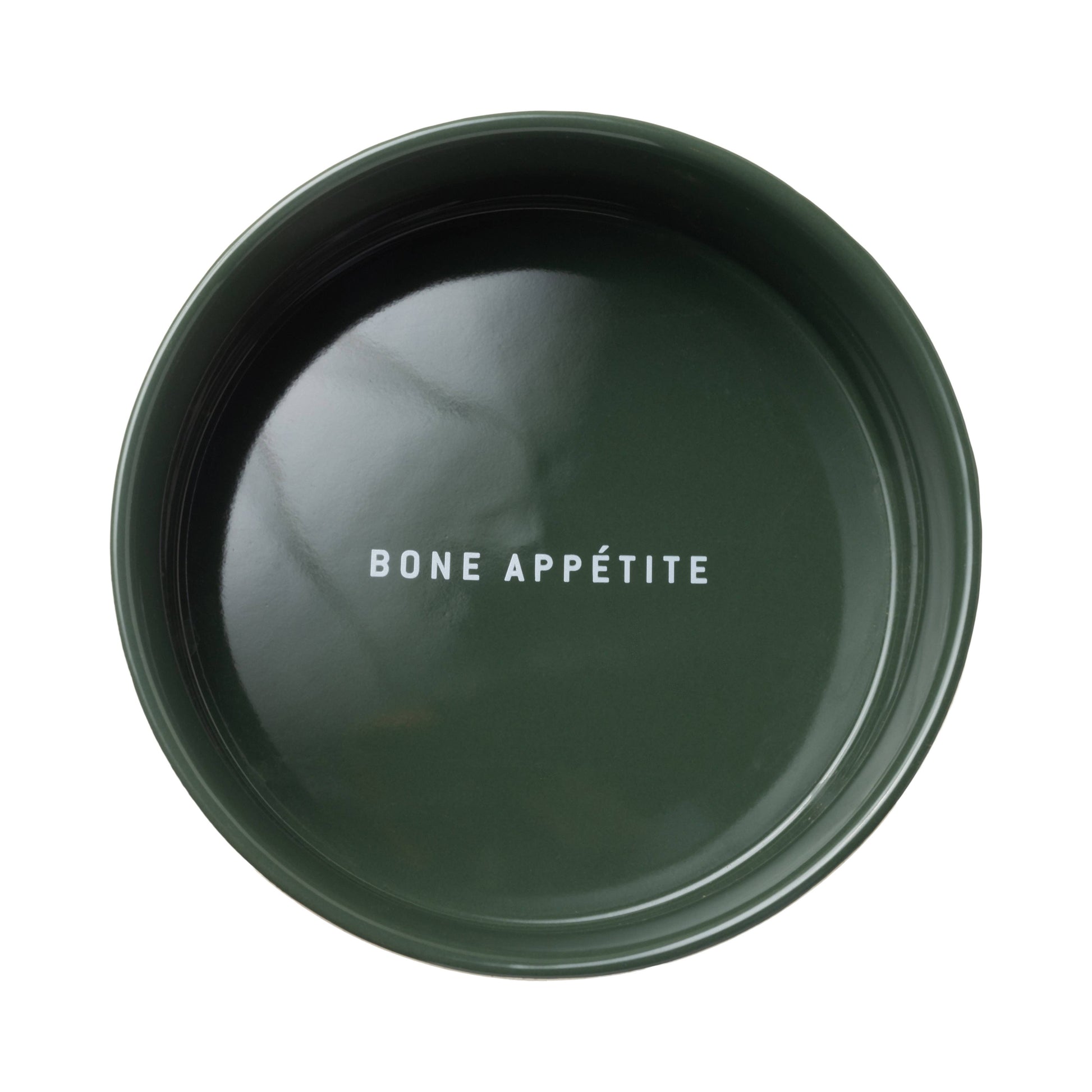 Ceramic Dog Bowl with Wooden Stand – Green | Bon Appétit
