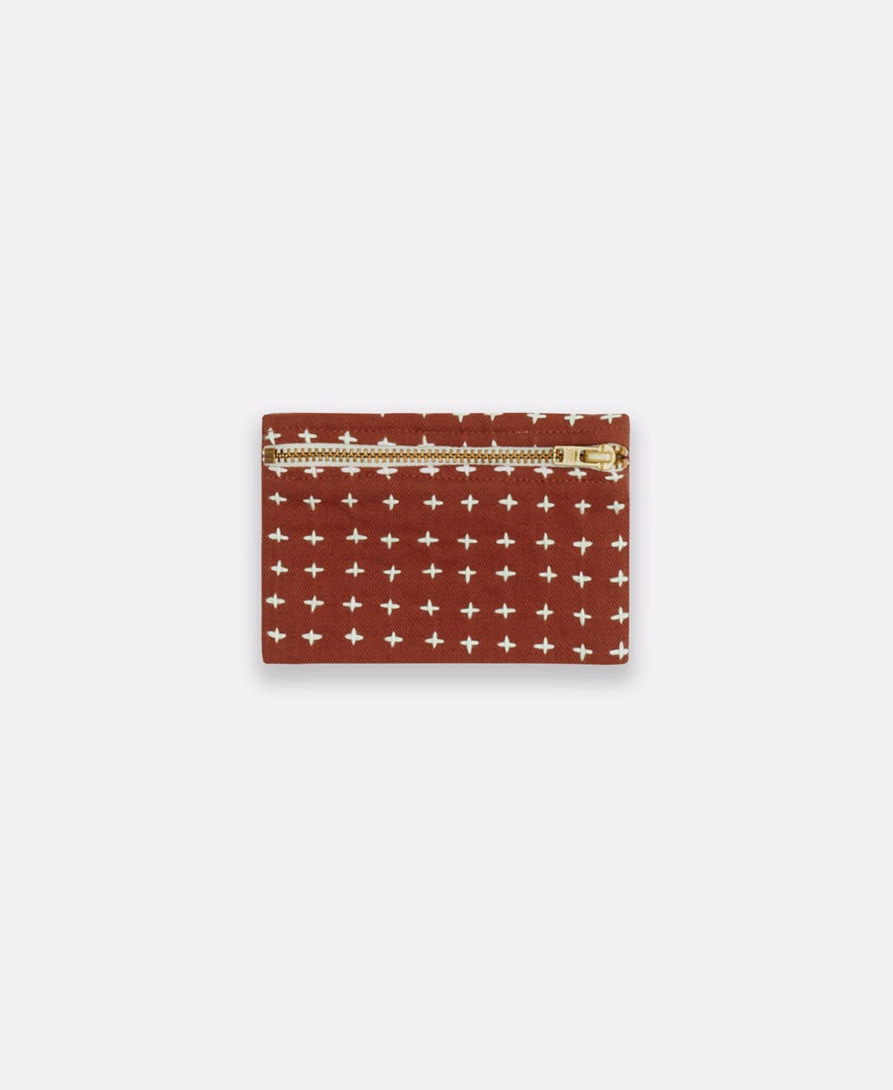 Rust Cross-Stitch Coin Purse