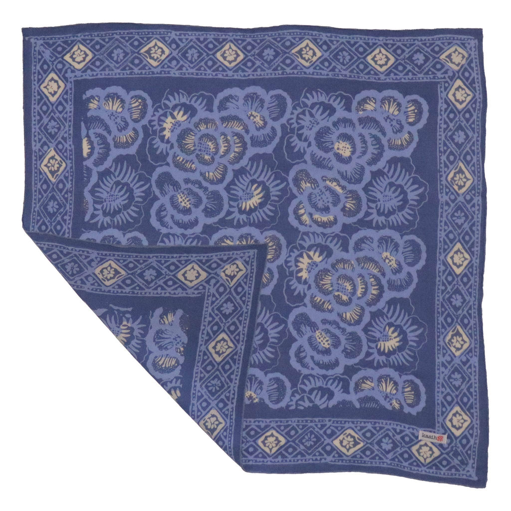Batik Bandana – Blue Roses | Parang Kawung Pattern