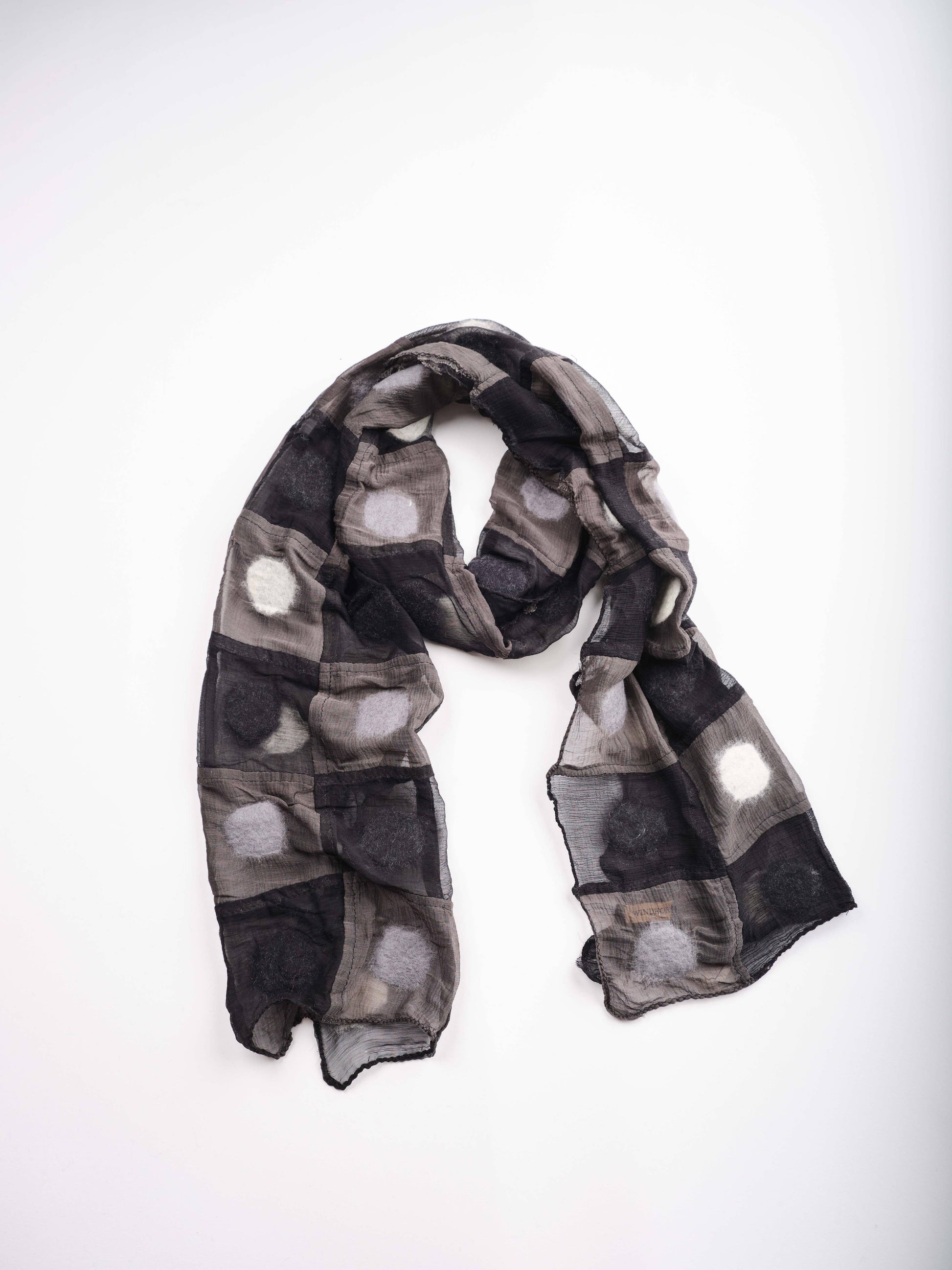 Polkadot Patch Felt/Silk Scarf: Multi-Colored
