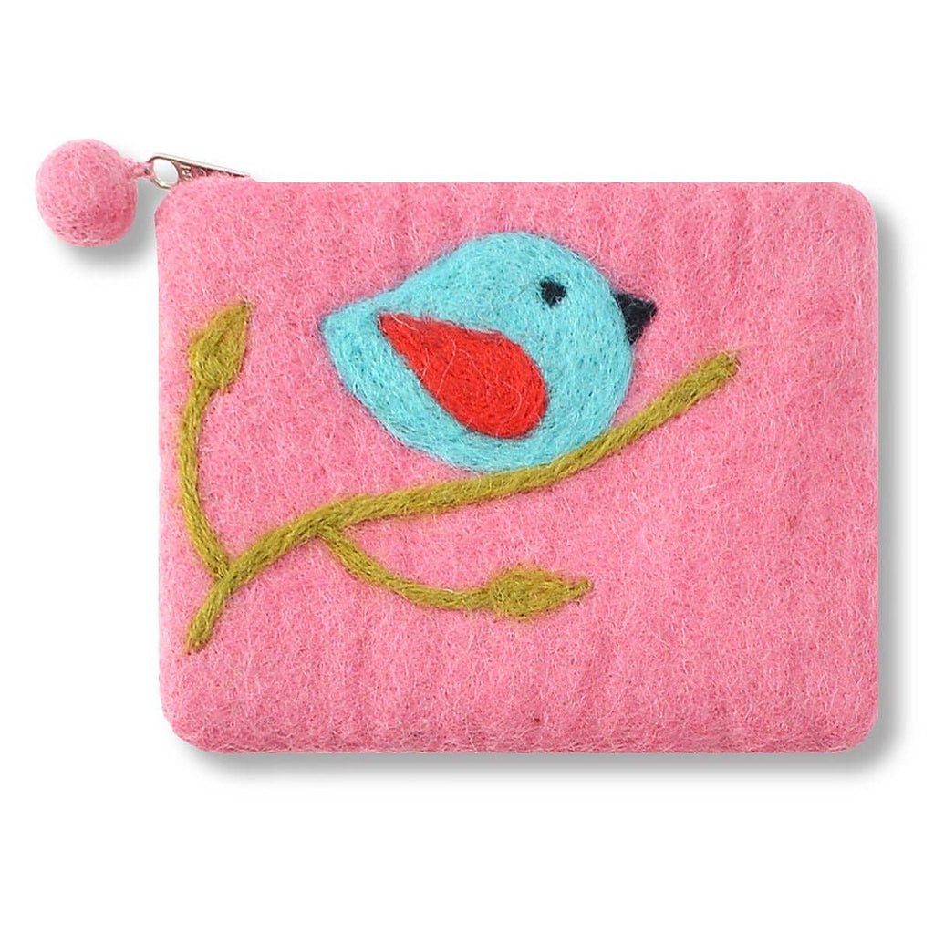 Turquoise One Bird Design Coin Purse