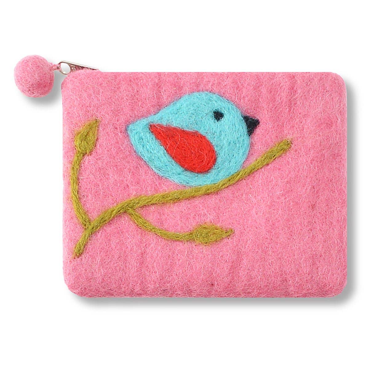 Turquoise One Bird Design Coin Purse