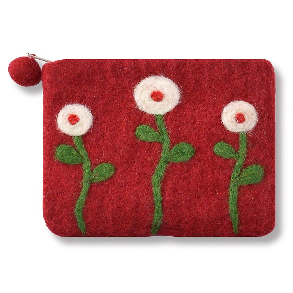 Grey Three Needle Flower Coin Purse