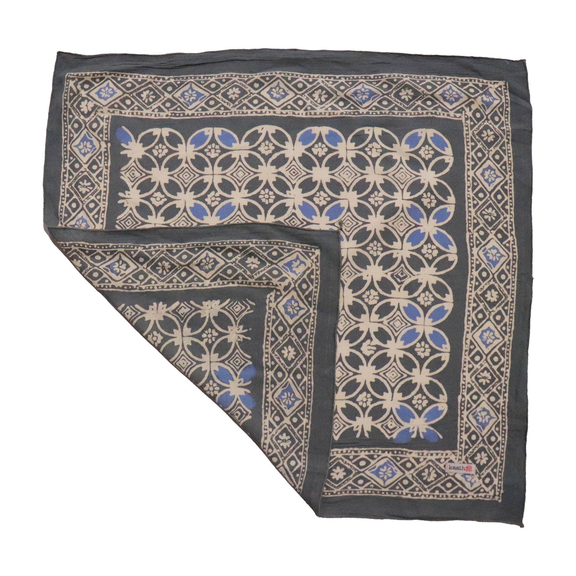 Batik Bandana – Charcoal Gray | Kawung Pattern