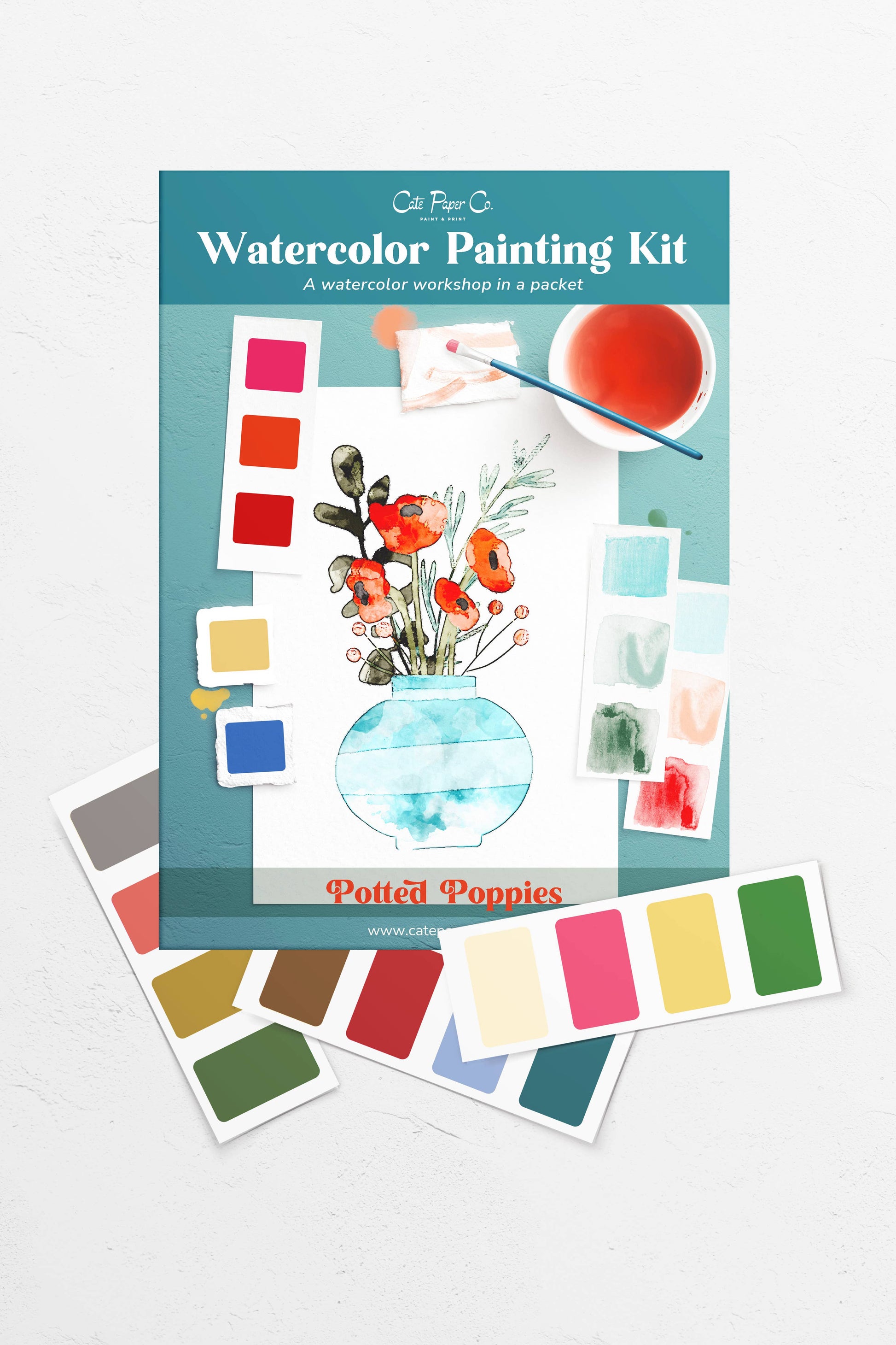 Potted Poppies – Watercolor Painting Kit