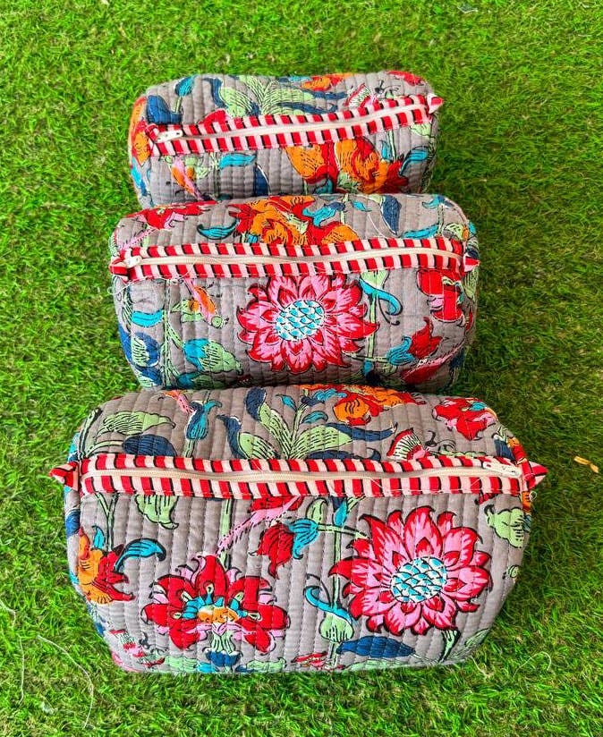 Small - Floral Printed Bag Quilted Cotton Bag