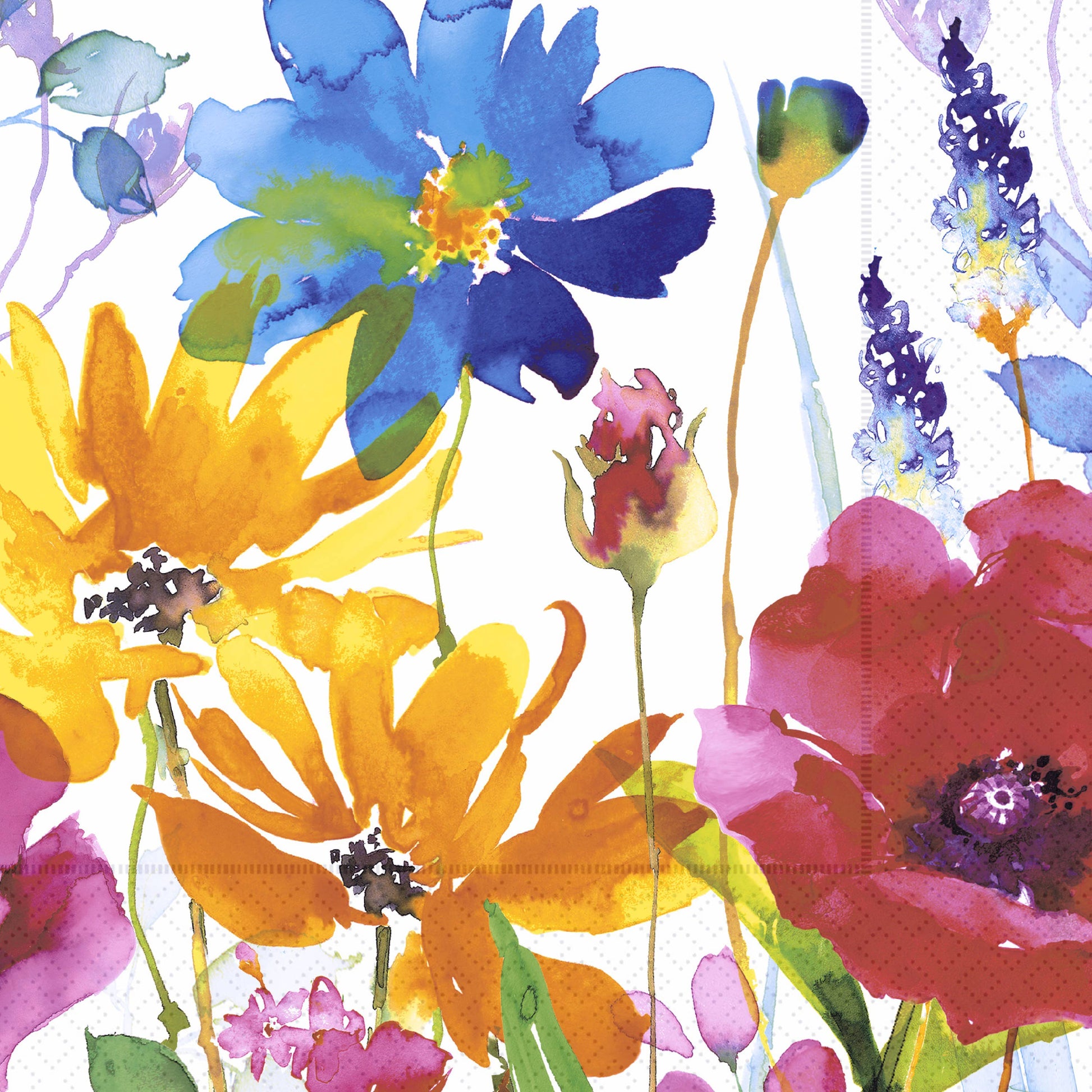 Primary Floral Paper Cocktail Napkins — Pack of 20