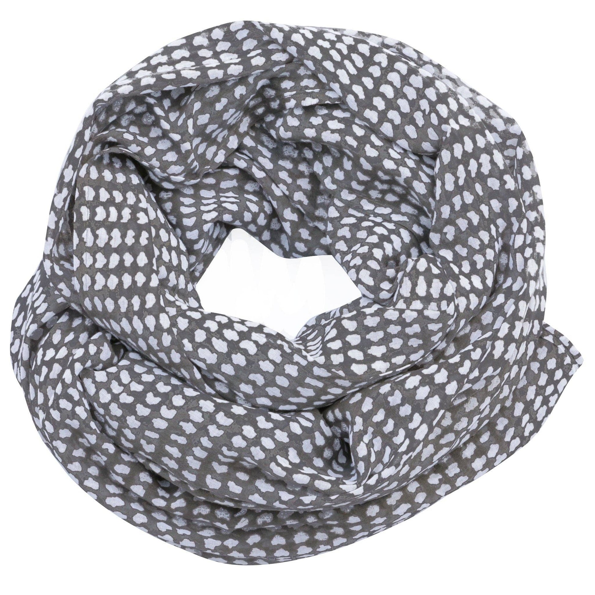 Dark Gray/White Dot Block Printed Scarf