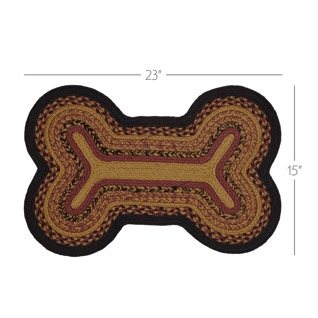 Dog bone-shaped mat with braided边缘和尺寸标签