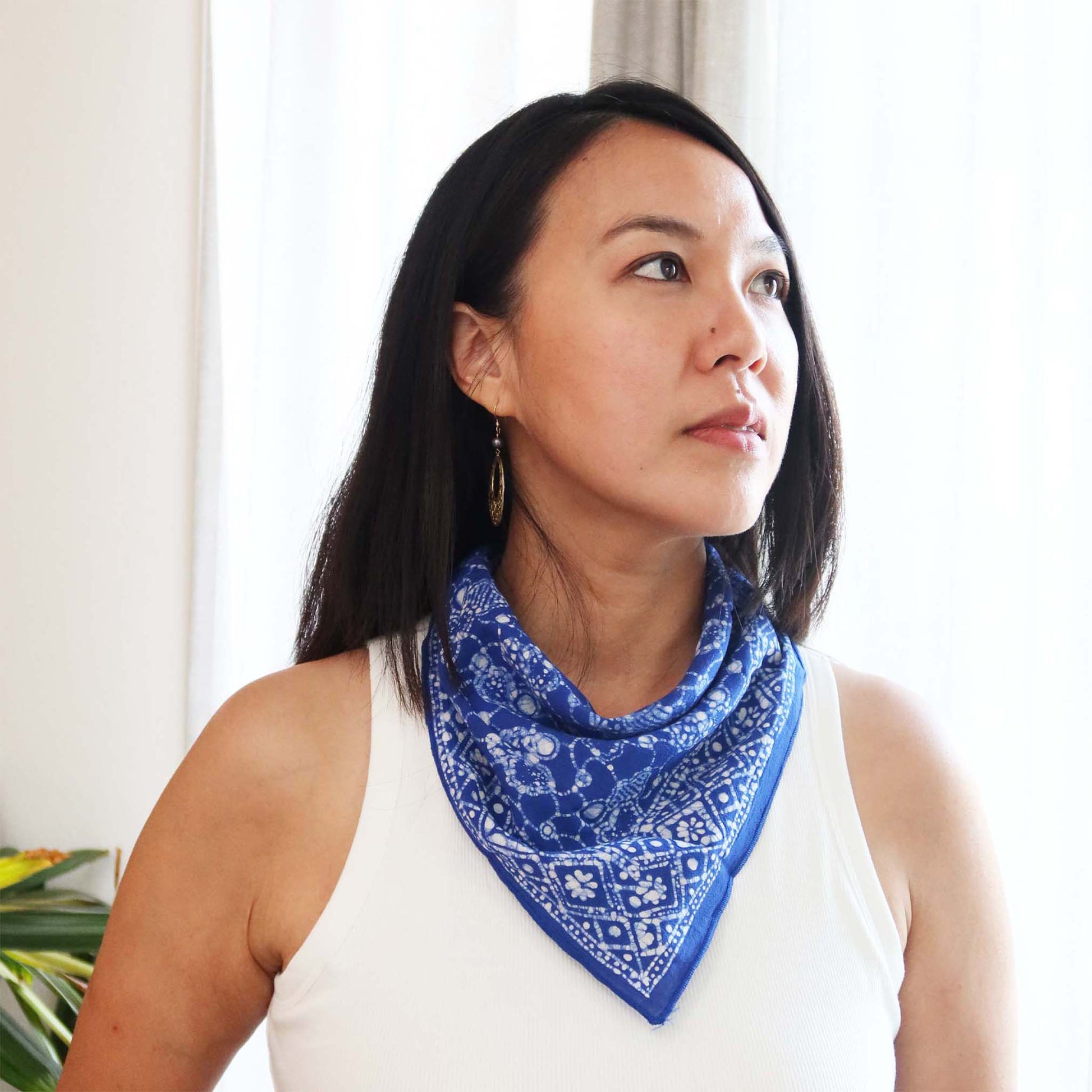 Batik Bandana – Blue White | Boulder Pattern