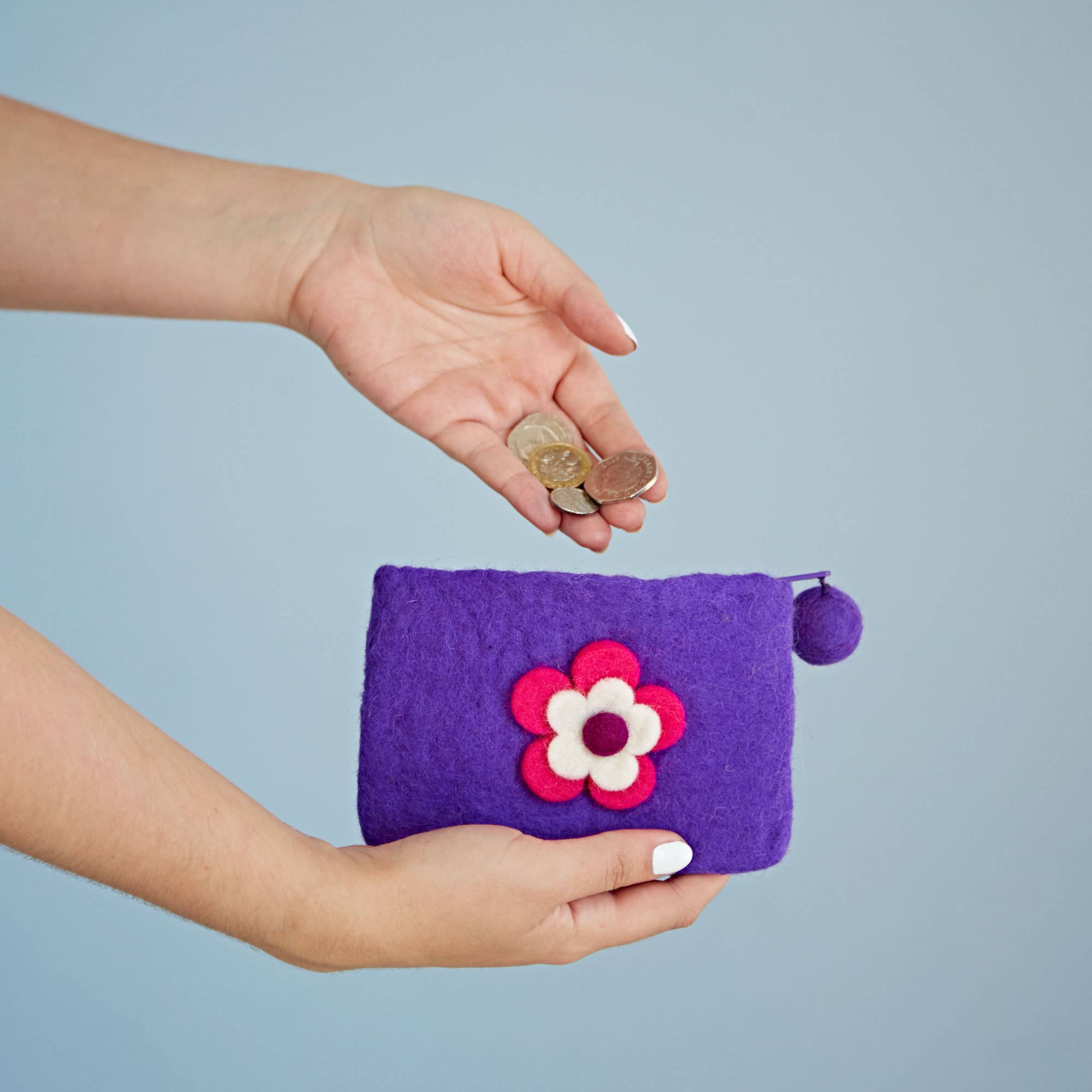 Felt Daisy Purse - Handmade Felt Purse - Fair Trade