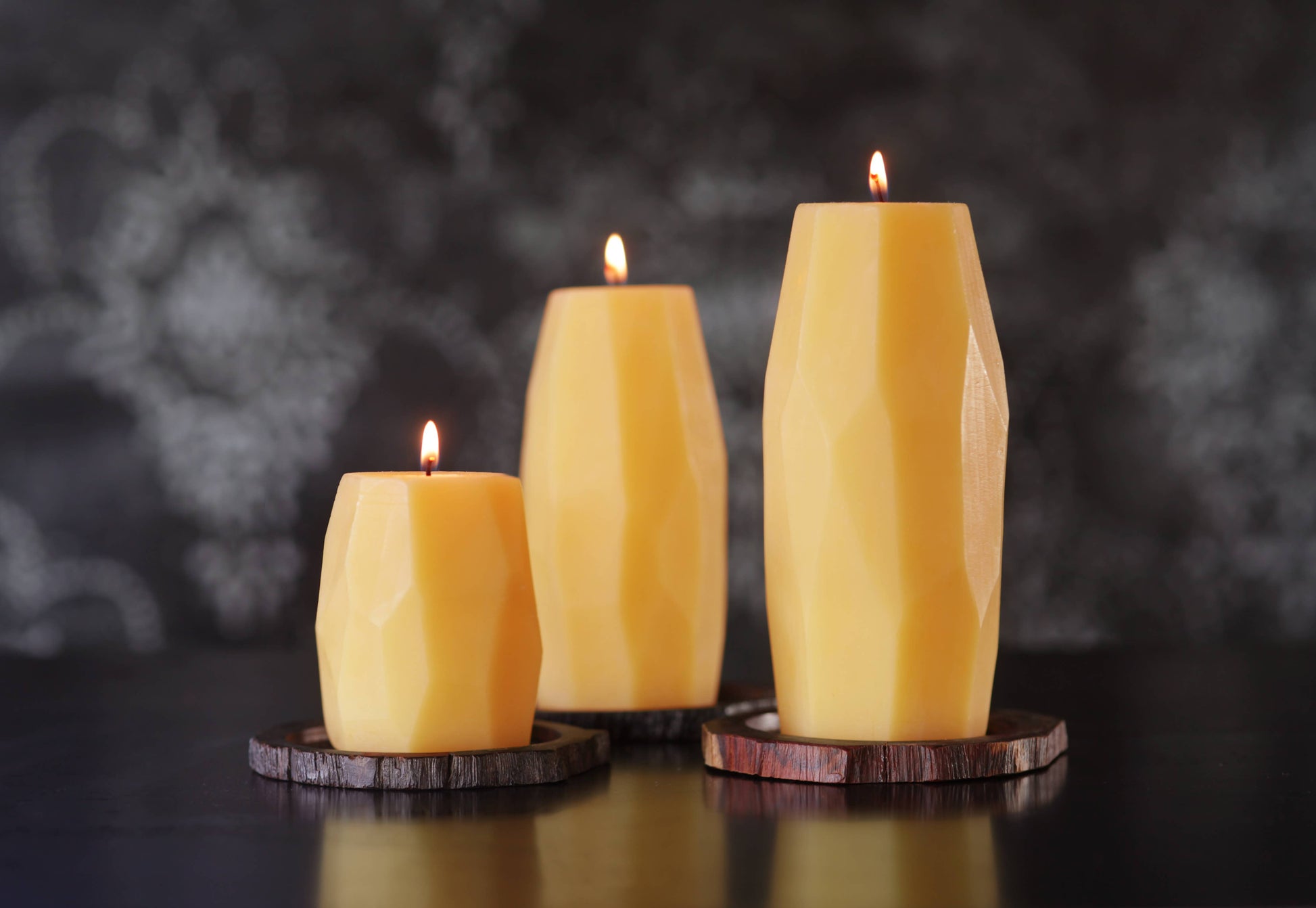 Beeswax Faceted Pillar Candle – Small | 2.5" x 3.25" | 40 Hours