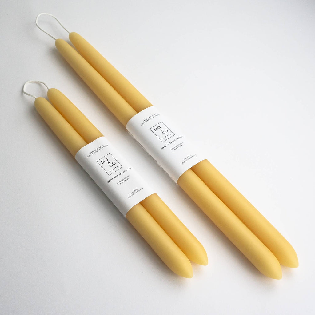 Natural Gold | Dipped Beeswax Taper Candles – 14” | Pair