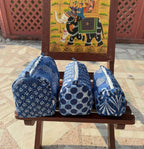 Small Blue Cotton Bag Floral Printed Bag