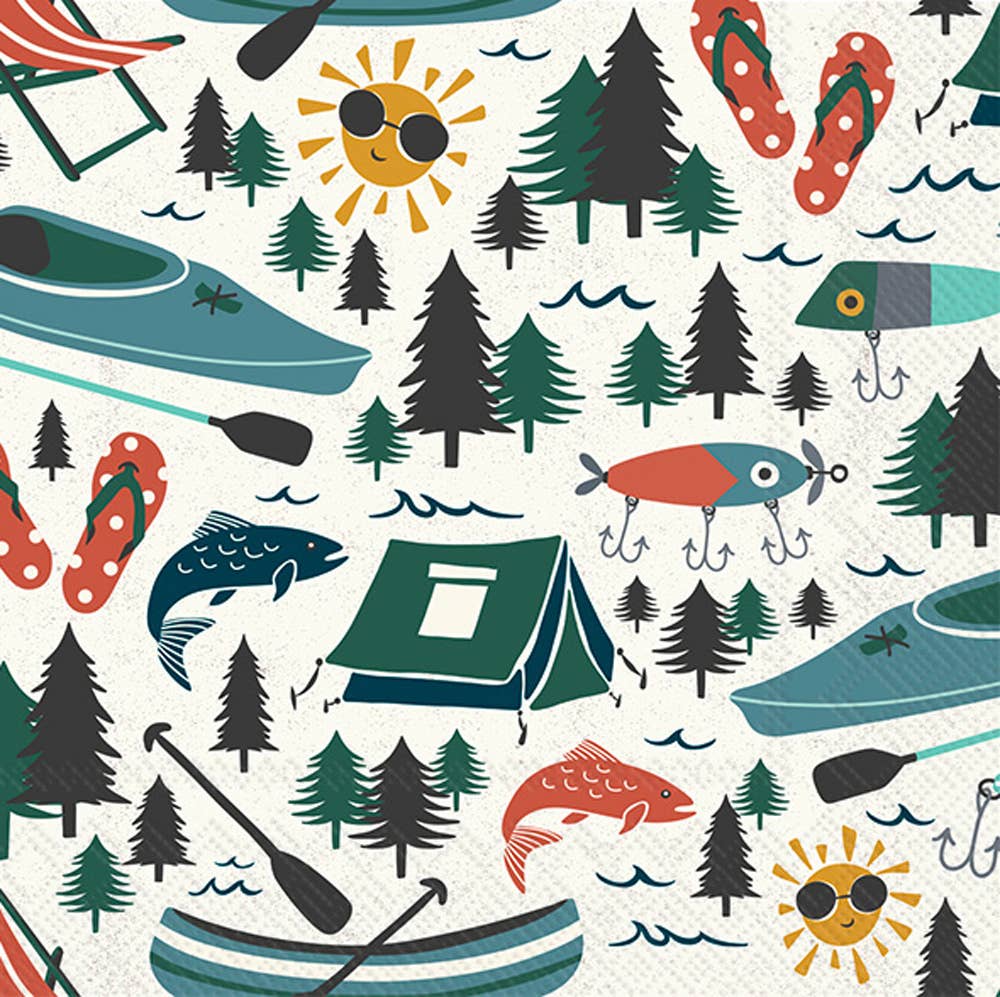 Lake Life Pattern Paper Cocktail Napkin 20 Ct