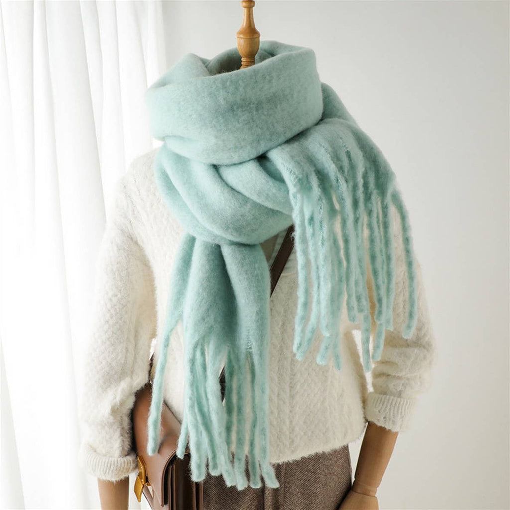 Camel Mohair Tassel Scarf for Winter(OS)