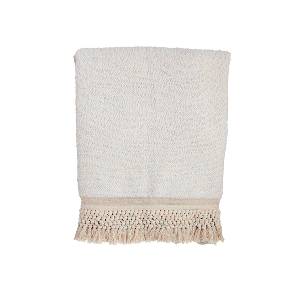 Cream Tassel Throw Blanket
